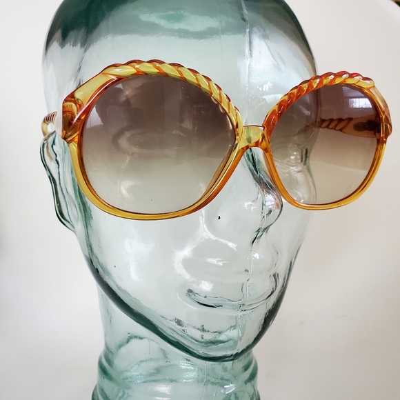 Vintage Christian Dior 1970s Amber Braid Sunglasses Made in Germany - Picture 4 of 13